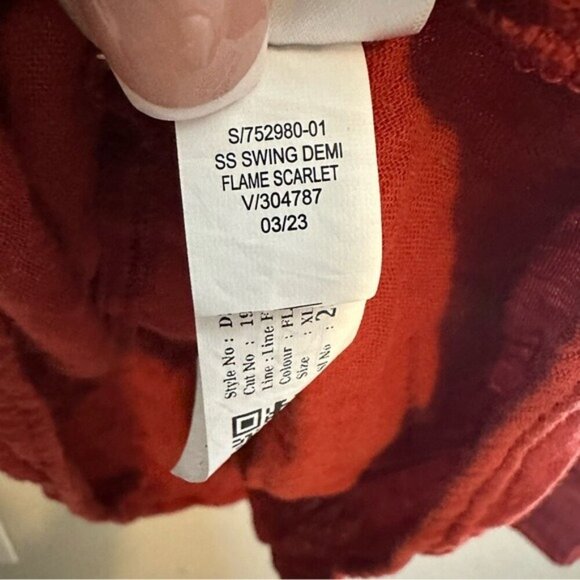 Old Navy V-Neck Tiered Mini Swing Dress Color: Scarlet Size XL - Picture 9 of 9